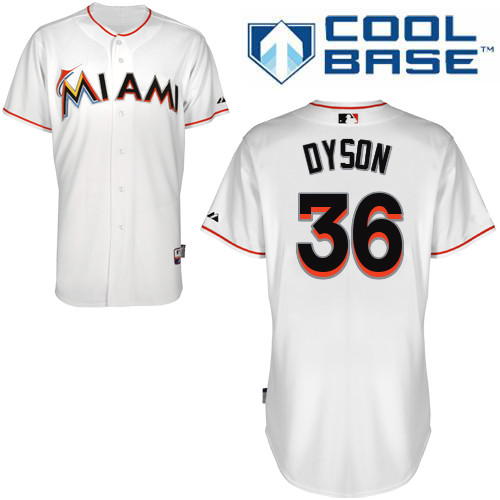 Sam Dyson #36 MLB Jersey-Miami Marlins Men's Authentic Home White Cool Base Baseball Jersey